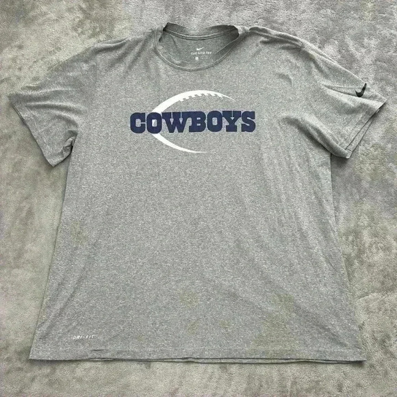 Nike Shirt Mens Size 2XL Gray Tee Dallas Cowboys NFL Football Dri-Fit Stretch - Picture 1 of 11